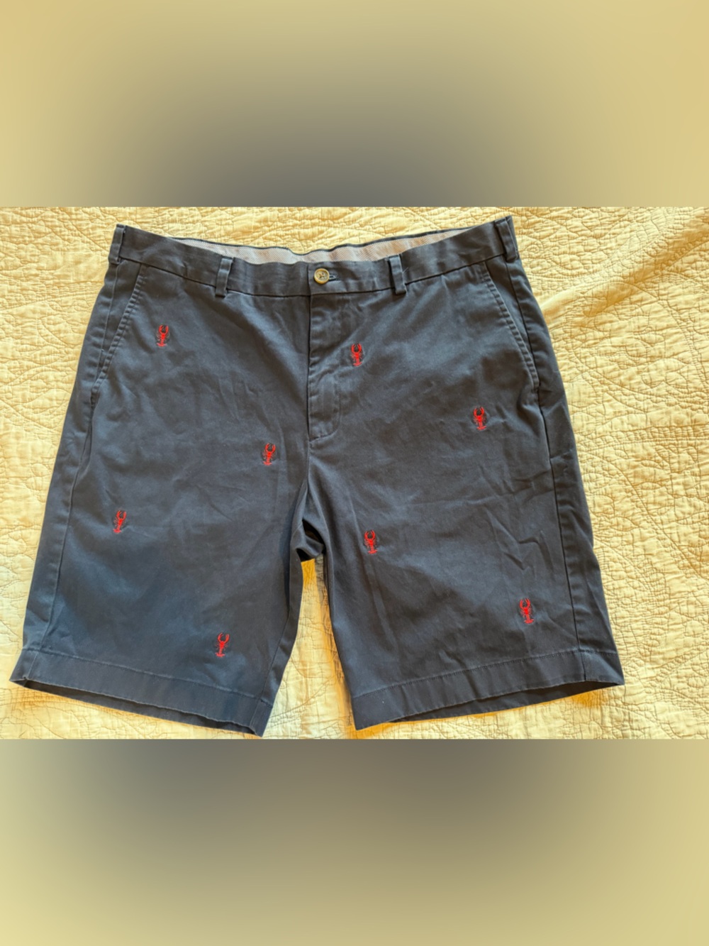 Brooks Brothers Navy Lobster Embroidered Chino Shorts - Size 40